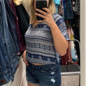 Miami Blue and White cropped top